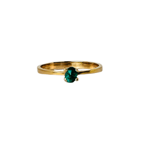Bague 56 Bague vintage en or jaune 18k avec émeraude ovale 58 Facettes 2601015