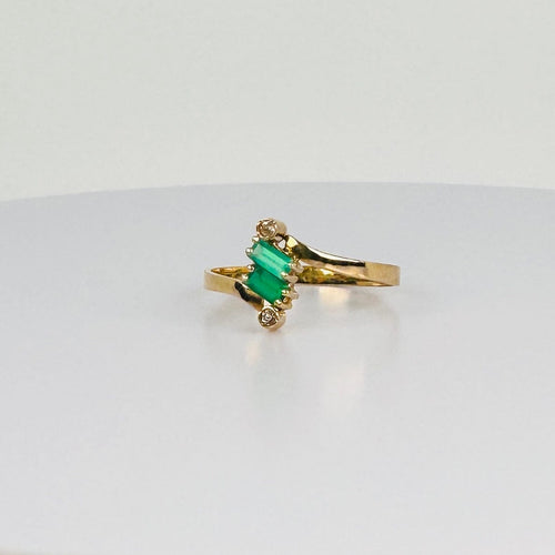 Bague 54 Bague vintage en or jaune 18 carats avec tourmalines vertes et diamants 58 Facettes 2508012