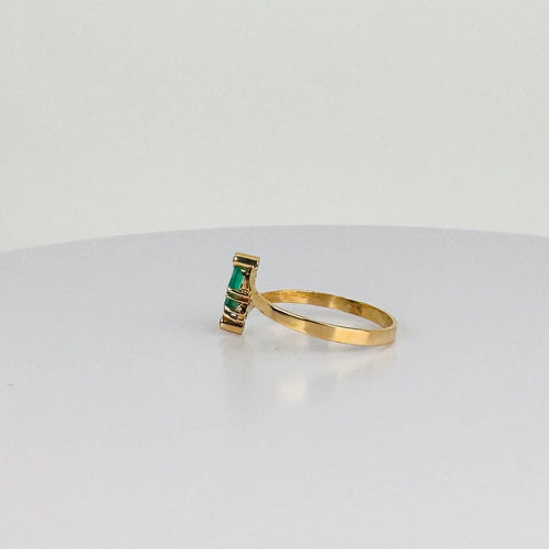 Bague 54 Bague vintage en or jaune 18 carats avec tourmalines vertes et diamants 58 Facettes 2508012