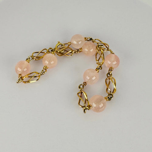 Bracelet Bracelet vintage en or jaune 14 carats et quartz rose 58 Facettes 2508034