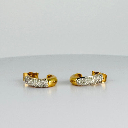 Boucles d'oreilles Boucles d'oreilles vintage - Créoles en or jaune 18 carats et diamants 58 Facettes 2505011