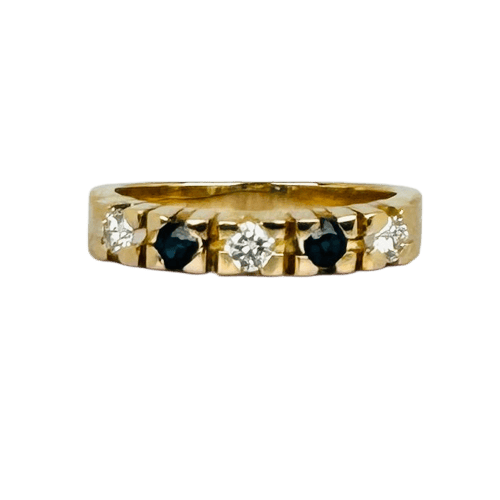Bague 54 Bague vintage en or jaune 18 ct avec diamants et saphirs 58 Facettes 2409020