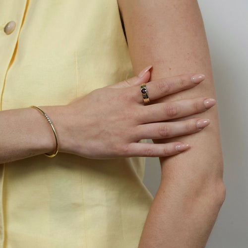 Bague Bague vintage en or jaune 14 carats et quartz fumé 58 Facettes 2501021