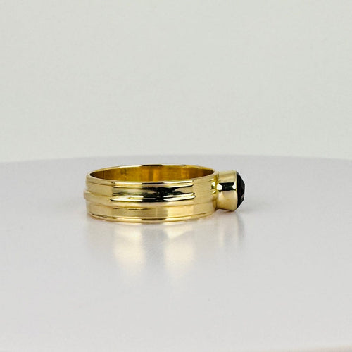 Bague Bague vintage en or jaune 14 carats et quartz fumé 58 Facettes 2501021