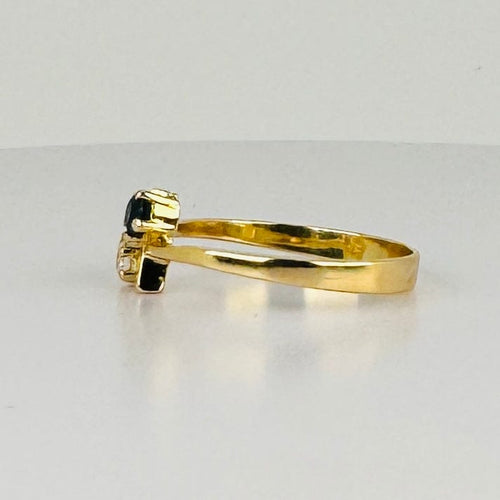 Bague 55 Bague Toi & Moi vintage en or jaune 18 carats, saphir et diamant 58 Facettes 2410029