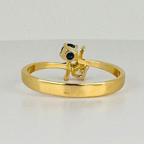Bague 55 Bague Toi & Moi vintage en or jaune 18 carats, saphir et diamant 58 Facettes 2410029