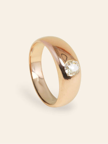 Bague 53.5 Bague jonc en or rose 18 carats avec diamant taille ancienne 0,40 ct 58 Facettes 1176.4