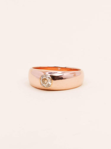 Bague 53.5 Bague jonc en or rose 18 carats avec diamant taille ancienne 0,40 ct 58 Facettes 1176.4