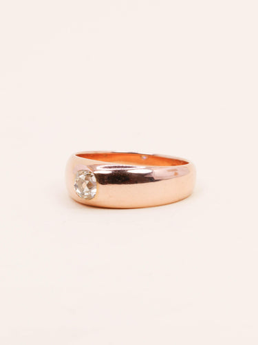 Bague 53.5 Bague jonc en or rose 18 carats avec diamant taille ancienne 0,40 ct 58 Facettes 1176.4