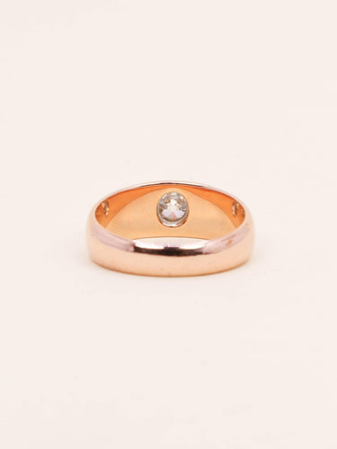 Bague 53.5 Bague jonc en or rose 18 carats avec diamant taille ancienne 0,40 ct 58 Facettes 1176.4