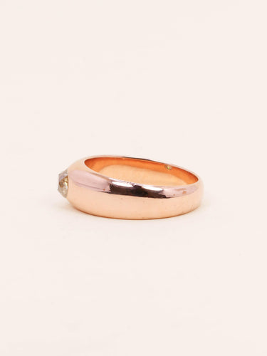 Bague 53.5 Bague jonc en or rose 18 carats avec diamant taille ancienne 0,40 ct 58 Facettes 1176.4
