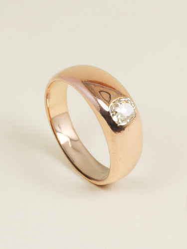 Bague 53.5 Bague jonc en or rose 18 carats avec diamant taille ancienne 0,40 ct 58 Facettes 1176.4
