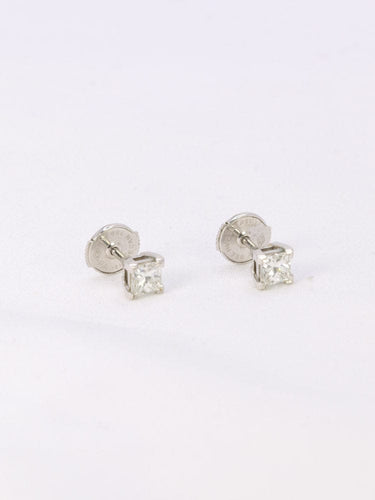 Boucles d'oreilles Boucles d'oreilles or blanc diamants taille princesse 0,5 ct 58 Facettes 1084.1