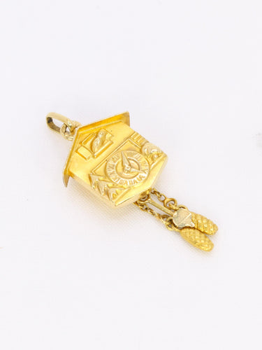 Pendentif Pendentif charme coucou vintage en or jaune 18 carats 58 Facettes 1128.6
