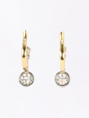 Boucles d'oreilles Dormeuses anciennes - Boucles d'oreilles en or 18k et diamants 58 Facettes 1130.6