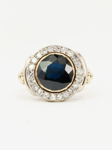 Bague 53 Bague vintage saphir entourage diamants 58 Facettes 1136.1