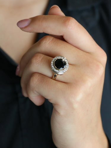 Bague 53 Bague vintage saphir entourage diamants 58 Facettes 1136.1