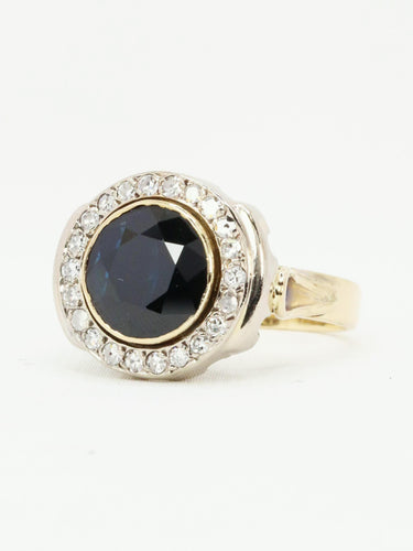 Bague 53 Bague vintage saphir entourage diamants 58 Facettes 1136.1