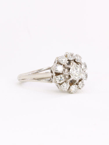 Bague 51.5 Bague marguerite en or blanc 18 carats et diamants 1,10 ct 58 Facettes 1CA0000065/1
