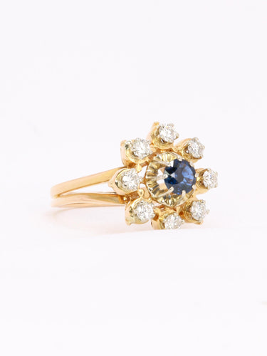 Bague 52 Bague marguerite en or jaune 18 carats saphir et diamants 58 Facettes 1CA0000002/1