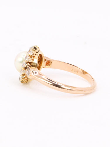 Bague 53 Bague marguerite en or rose avec perle et diamants 58 Facettes 1174.5