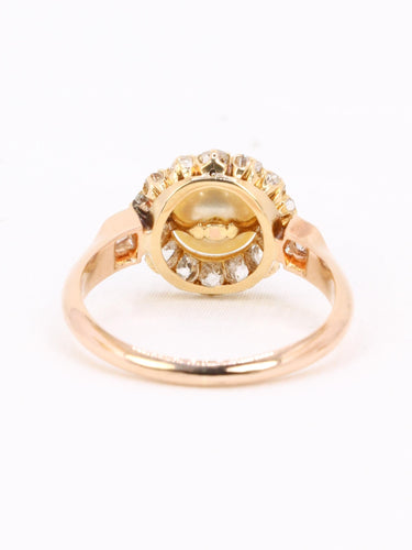 Bague 53 Bague marguerite en or rose avec perle et diamants 58 Facettes 1174.5