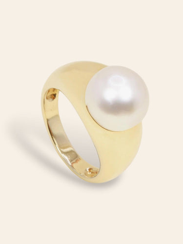 Bague 58 TECLA - Bague jonc en or jaune 18 carats et perle bouton 58 Facettes 1204.1