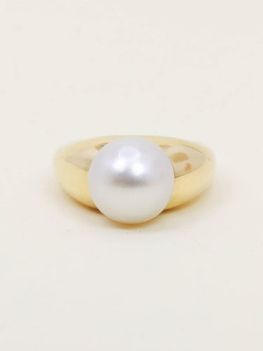 Bague 58 TECLA - Bague jonc en or jaune 18 carats et perle bouton 58 Facettes 1204.1