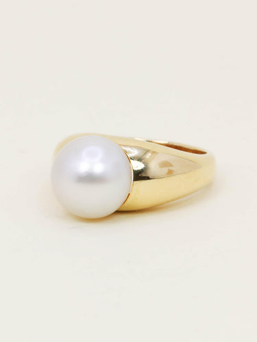 Bague 58 TECLA - Bague jonc en or jaune 18 carats et perle bouton 58 Facettes 1204.1