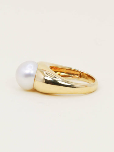 Bague 58 TECLA - Bague jonc en or jaune 18 carats et perle bouton 58 Facettes 1204.1
