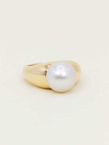 Bague 58 TECLA - Bague jonc en or jaune 18 carats et perle bouton 58 Facettes 1204.1