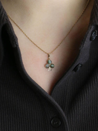 Pendentif Pendentif trèfle ancien en or rose 18k, quartz œil-de-chat 58 Facettes 1168.2