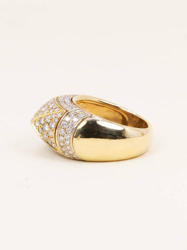Bague 54 OJ Perrin - Bague motif pyramidal en or jaune 18 carats et diamants 58 Facettes 1211.4