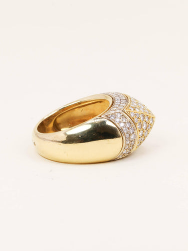 Bague 54 OJ Perrin - Bague motif pyramidal en or jaune 18 carats et diamants 58 Facettes 1211.4