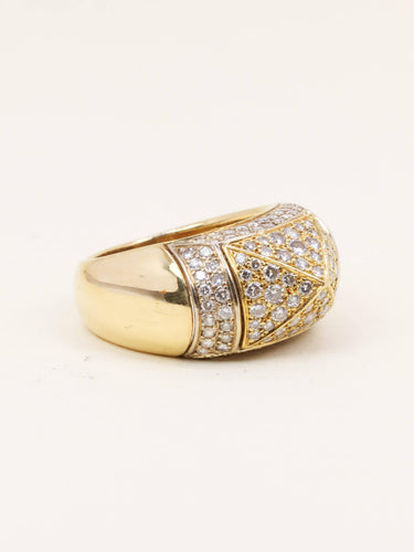 Bague 54 OJ Perrin - Bague motif pyramidal en or jaune 18 carats et diamants 58 Facettes 1211.4