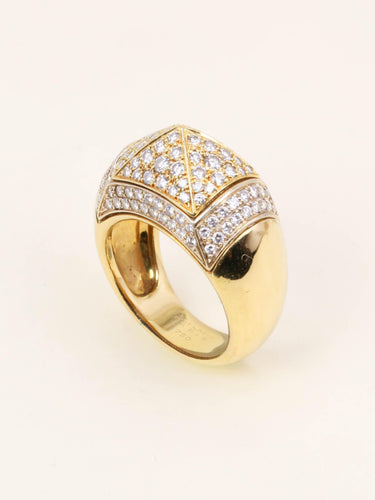 Bague 54 OJ Perrin - Bague motif pyramidal en or jaune 18 carats et diamants 58 Facettes 1211.4