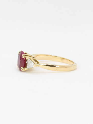 Bague 55 Bague trilogie or jaune rubis diamants trillion 58 Facettes 1109.4