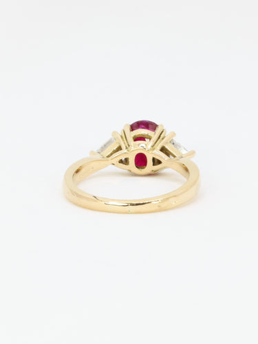 Bague 55 Bague trilogie or jaune rubis diamants trillion 58 Facettes 1109.4