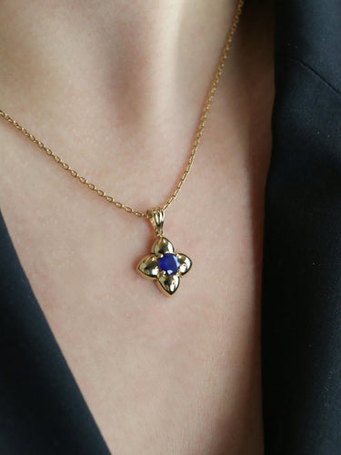 Pendentif Pendentif charms vintage fleur or jaune saphir 58 Facettes 1130.5