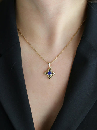 Pendentif Pendentif charms vintage fleur or jaune saphir 58 Facettes 1130.5