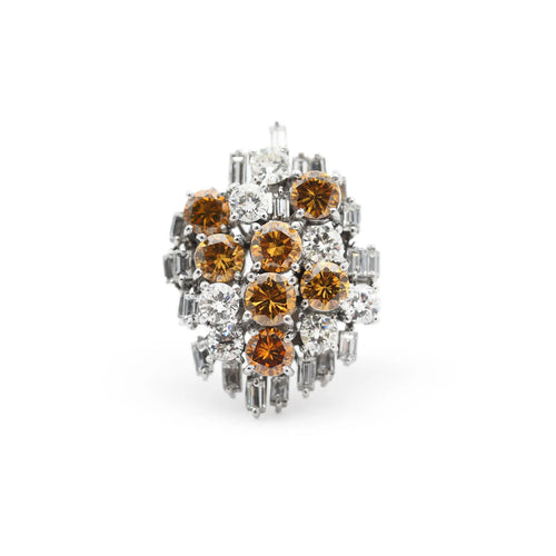 Bague 54 Bague en or blanc 18 carats avec diamants jaunes et blancs 58 Facettes 8819