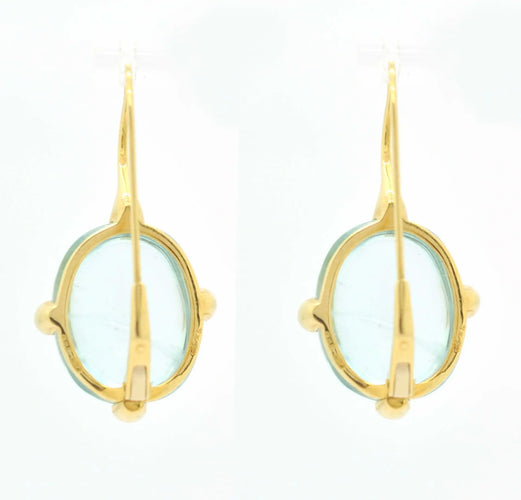 Boucles d'oreilles Pomellato Griffe - Boucles d’oreilles en or jaune 18 kt et aigues-marines 58 Facettes 9358