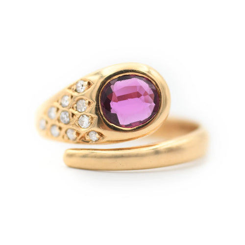 Bague Bague serpent en or jaune 18 kt avec rubis 0,80 ct et diamants 58 Facettes 8951