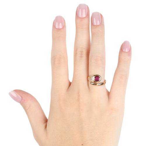 Bague Bague serpent en or jaune 18 kt avec rubis 0,80 ct et diamants 58 Facettes 8951