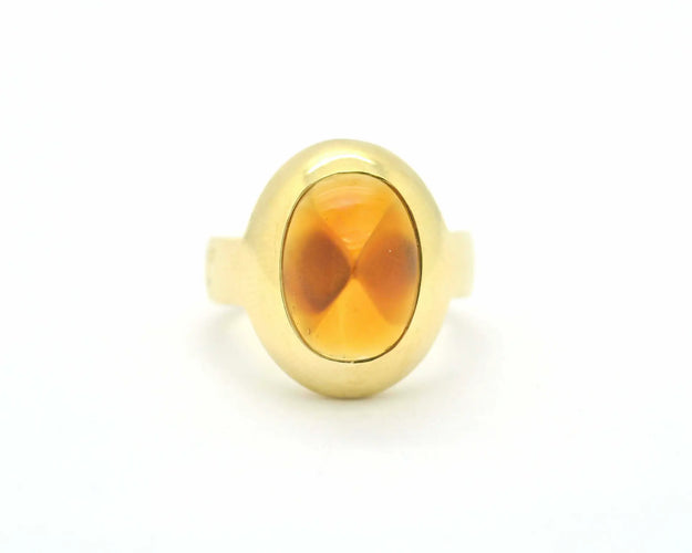 Bague 57 Pomellato - Bague vintage en or jaune 18 ct au quartz citrine 58 Facettes 9837