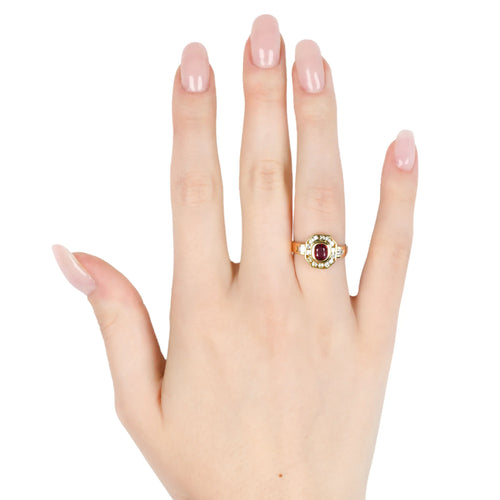 Bague Bague en or jaune 18 ct avec rubis birman 0,50 ct et diamants 58 Facettes 10292