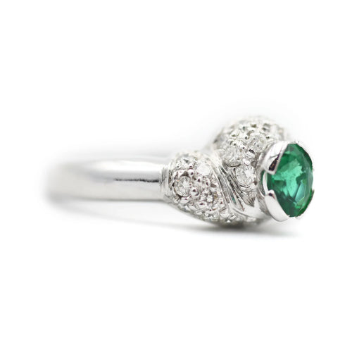 Bague Bague en or blanc 18 carats avec émeraude 0,30 ct et diamants 58 Facettes 14199