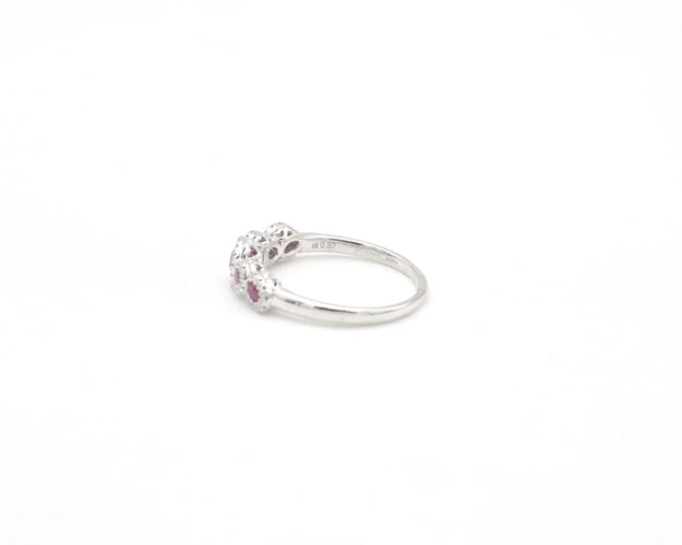 Bague 59 Bague en or blanc 18 ct avec rubis et diamants 58 Facettes 14638