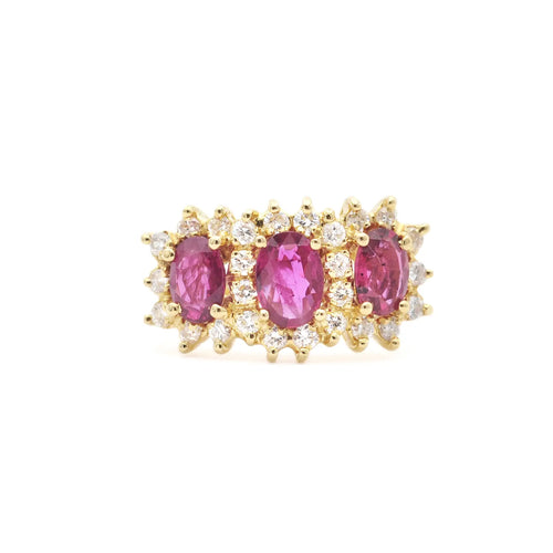 Bague Bague en or jaune 18 ct avec rubis et diamants 58 Facettes 16907