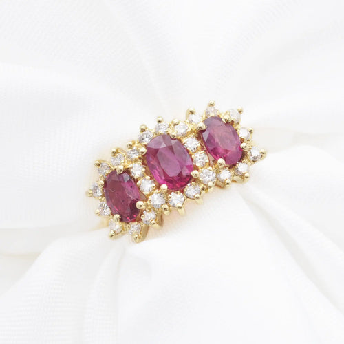 Bague Bague en or jaune 18 ct avec rubis et diamants 58 Facettes 16907